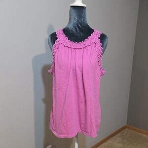 Talbots Petite Crochet Lace Trim Camisole Tank Top Bundle 2pc Mustard & Purple